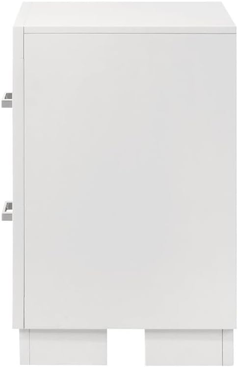 2 Drawers MDF Nightstand in Cream White Finish ,for Small Spaces