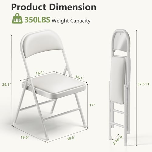 Folding Dining Table Set for 4, 5FT Foldable Plastic Table with Carrying Handle & 4 PU Leather Padded Folding Chairs, Portable Table and Chairs Set for Indoor Outdoor, Party, Wedding, Picnic, Camping