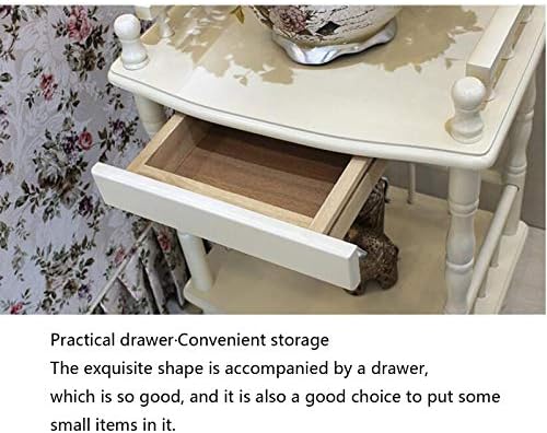 Telephone Table, European-Style Living Room Solid Wood Telephone Stand,Small Square Coffee Table,Sofa Side Table with Drawers,Side Table (