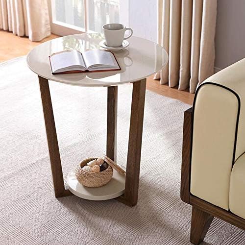 Telephone Table, Round Sofa Side End Tables Coffee Table/Nightstand,Plant/Telephone/Vase Holder for Living Room Bedroom Small Space(Color:Wood Grain,Size:19.6819.6821.65i