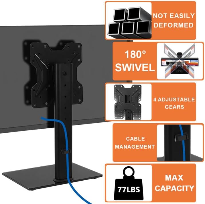 KKTONER Universal TV Stand Base for 13 inch to 43 inch LED TV Table Top TV Mount Stand with Swivel Height Adjustable Hold up 77LBs