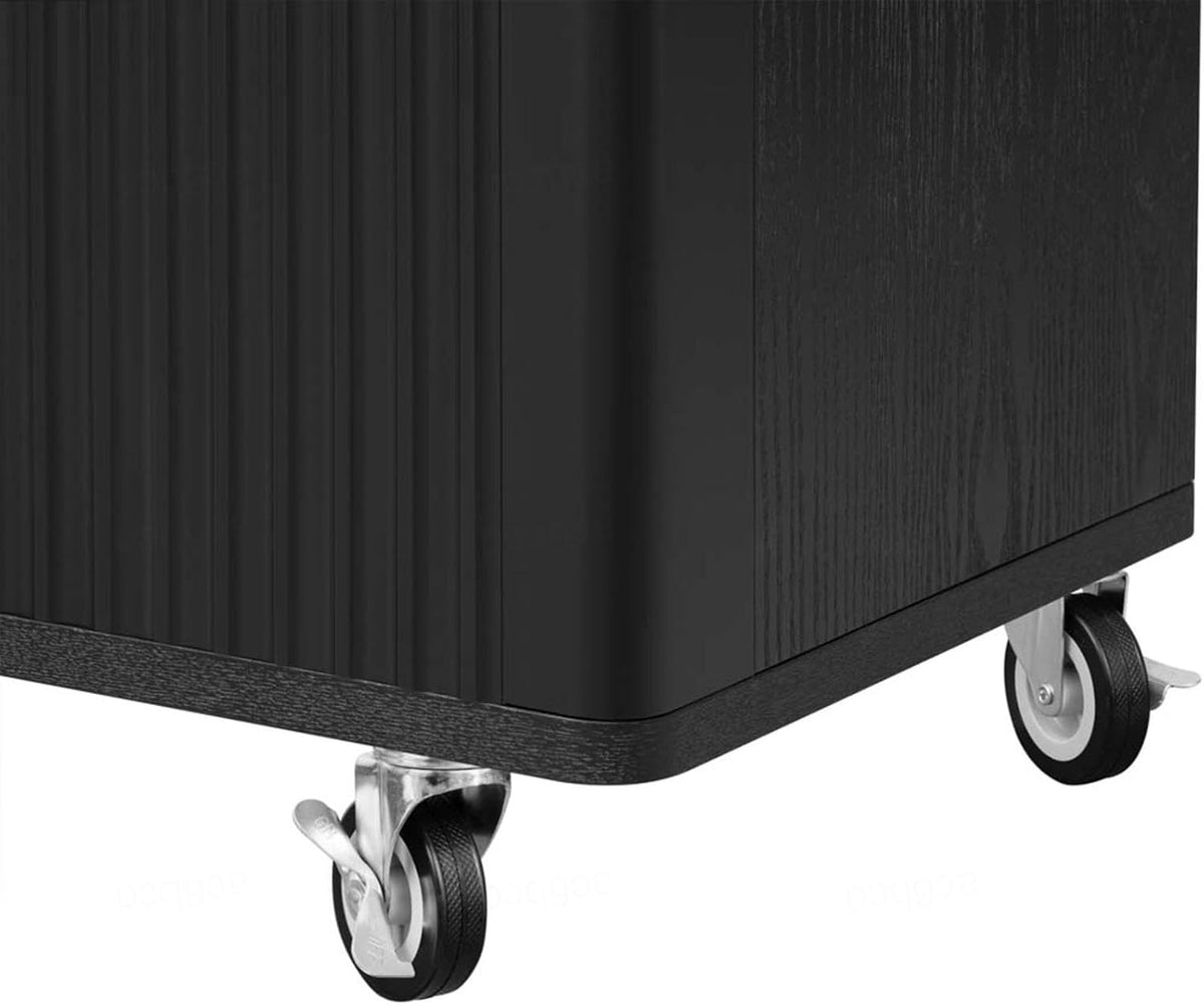 Kitchen Island with Drop Leaf with Drop Leaf Internal Storage Rack, Kitchen Island with Drop Leaf with Wheels Towel Rack, for Kitchen, Dining Room, Black