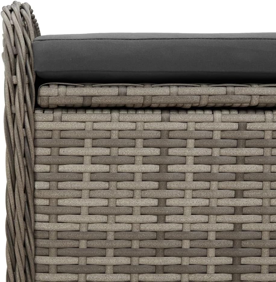 Outdoor Storage Bench with Cushion 45.3 Inch, Weather-Resistant Poly Rattan Garden Seat for Patio, Porch, Deck with Gas Spring Lid
