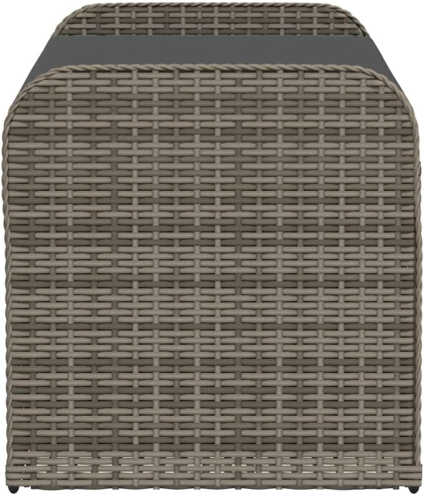 Storage Bench for Patio Garden, Outdoor Seat with Hidden Storage Box, 2-Person Seating Capacity, Grey Woven PE Rattan with Powder-Coated Steel Frame