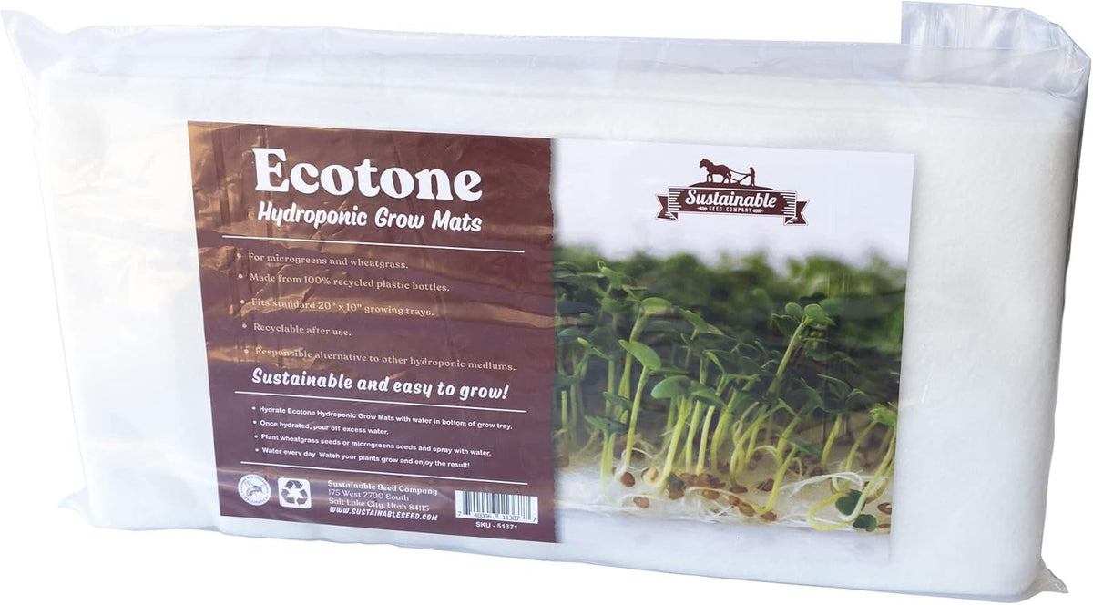 Ecoton Hydroponic Grow Mats - 10x20 Inches for 1020 Growing Trays - 10 Pack of Pads - Hydroponic Growing Mat For Microgreens and Sprouting Seeds - Made From Recycled Post-Consumer Material Recyclable