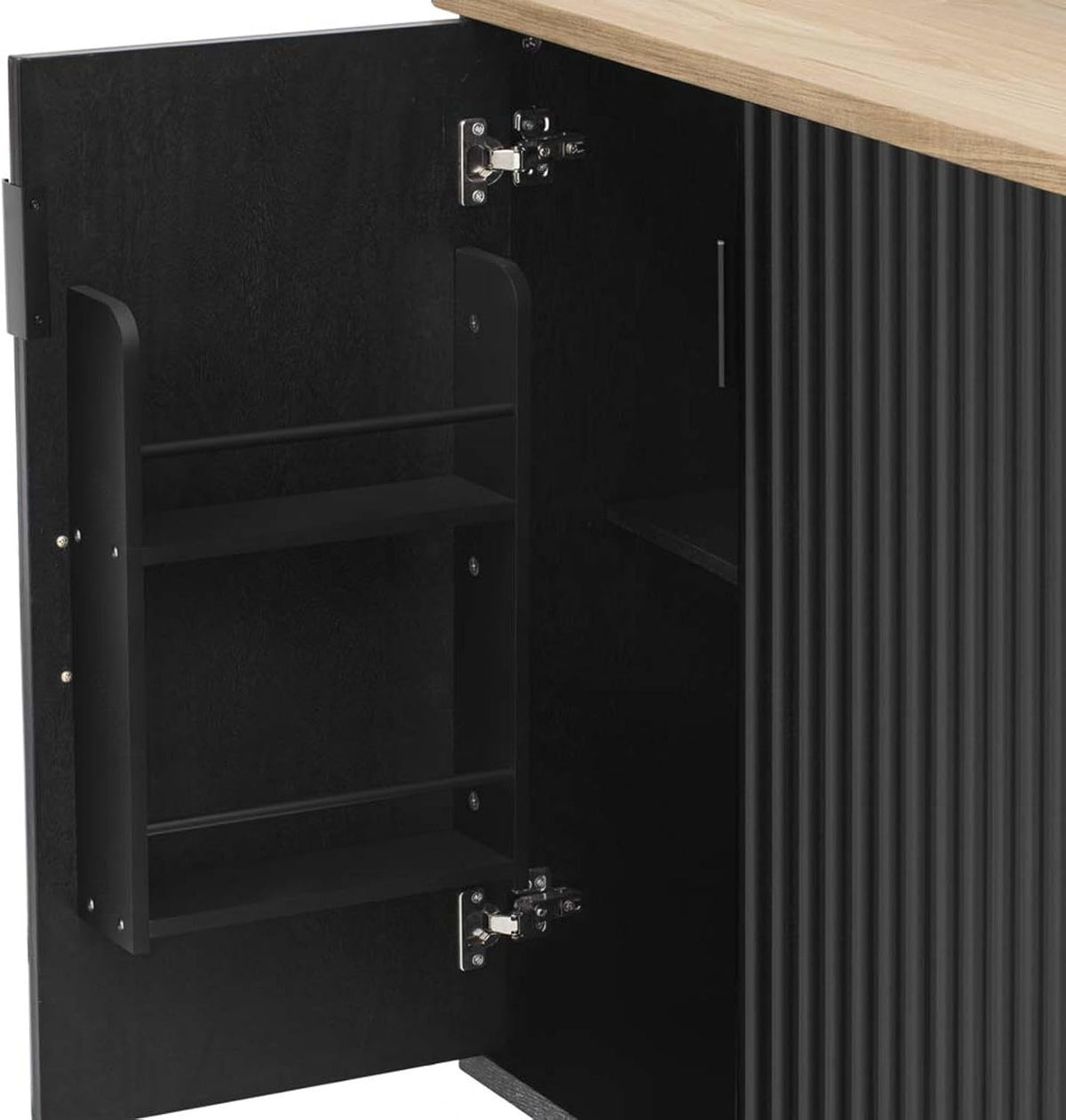 Isla para Cocina with Drop Leaf with Storage and Dining Table, Island for Kitchen with Wheels Towel Rack, for Kitchen, Dining Room, Black