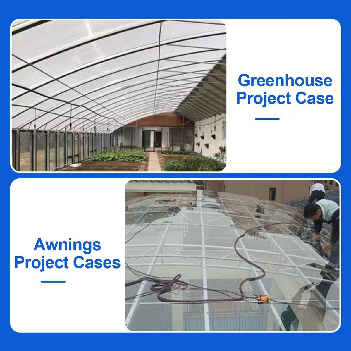 Greenhouse Panels Daylighting Roof Panels Transparent Greenhouse Panel Easy to Bend and Cut for Outdoor Gardens Greenhouses.(Blue,5.1x19.7ft)