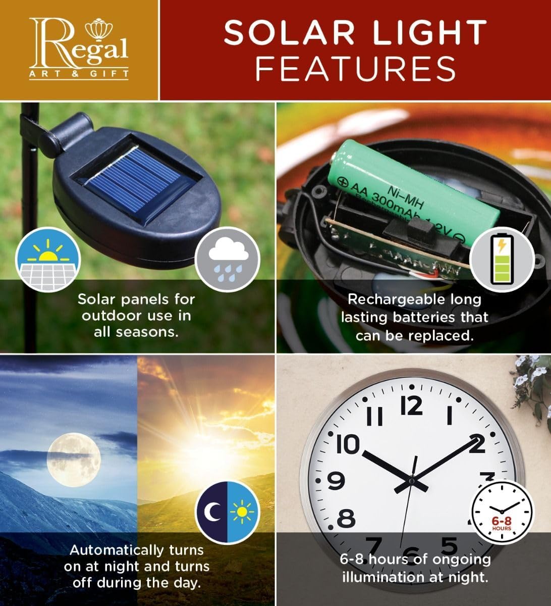 Regal Art & Gift Hot Air Balloon Solar Lantern – Hanging Solar-Powered LED Lights, Waterproof Portable Decorative Outdoor Lamp Made of Metal & Glass for Garden, Patios & Pathway – Diamond (Small)