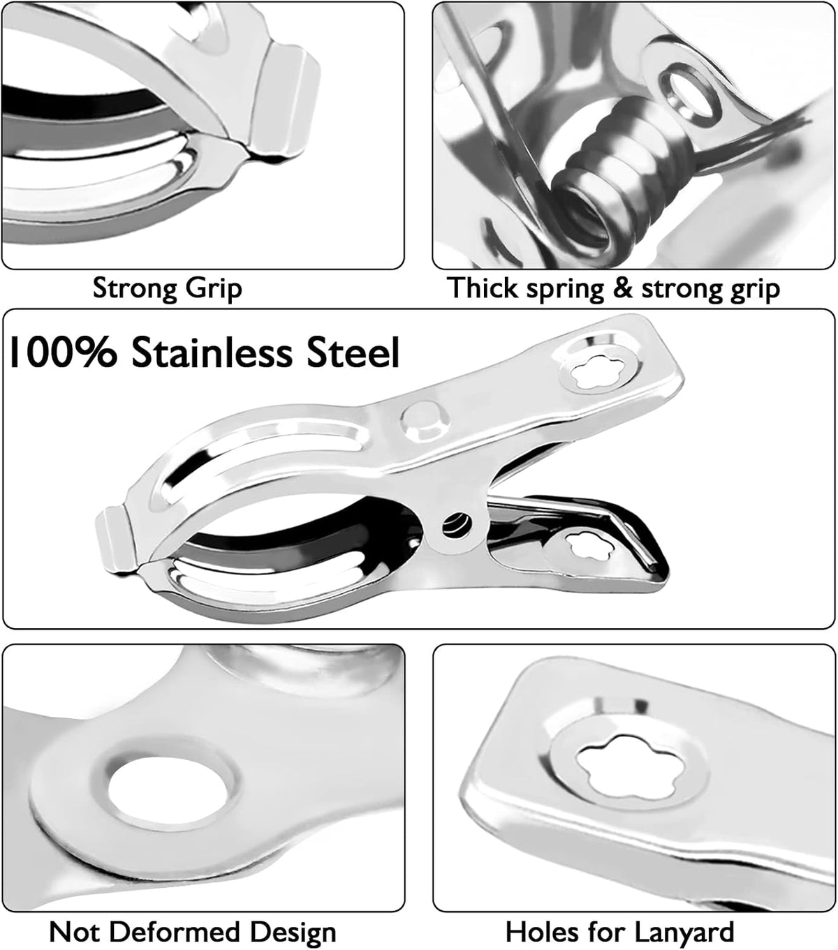 BESTEEL Upgraded 100 PCS Garden Clips, Greenhouse Clamps 100% Stainless Steel Heavy Duty Greenhuose Clips for Netting - Strong Grip to Hold Down Shade Cloth or Plant Cover on Garden Greenhouse Hoops