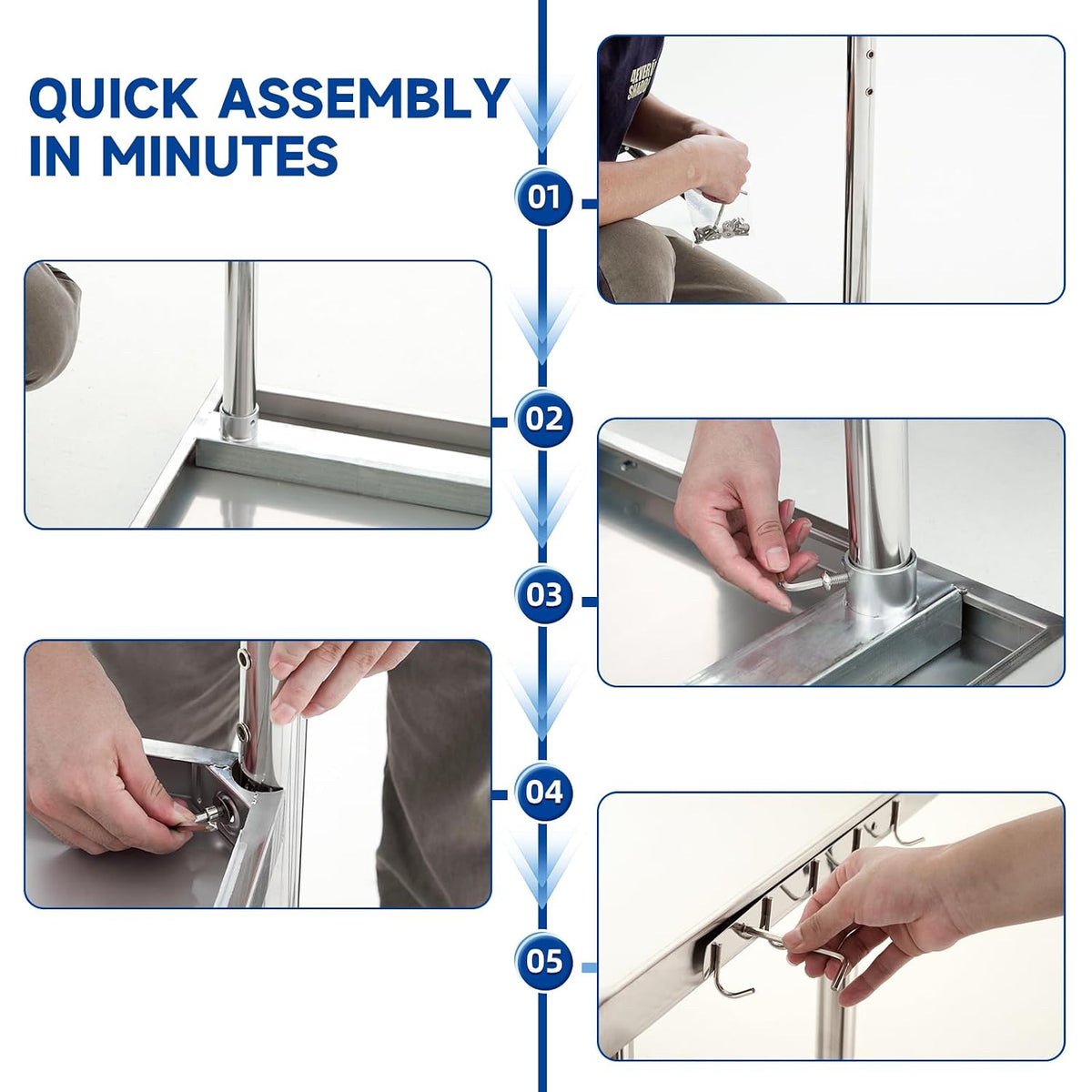 Stainless Steel Table with Wheels 24 x 18 Inch Commercial Stainless Steel Prep Table, Metal Table for Kitchen Restaurant Garage