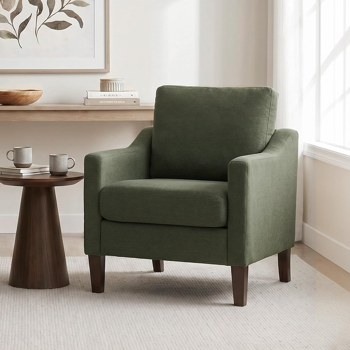 VKNOW Accent Chairs Set of 2, Modern Upholstered Armchairs, Green