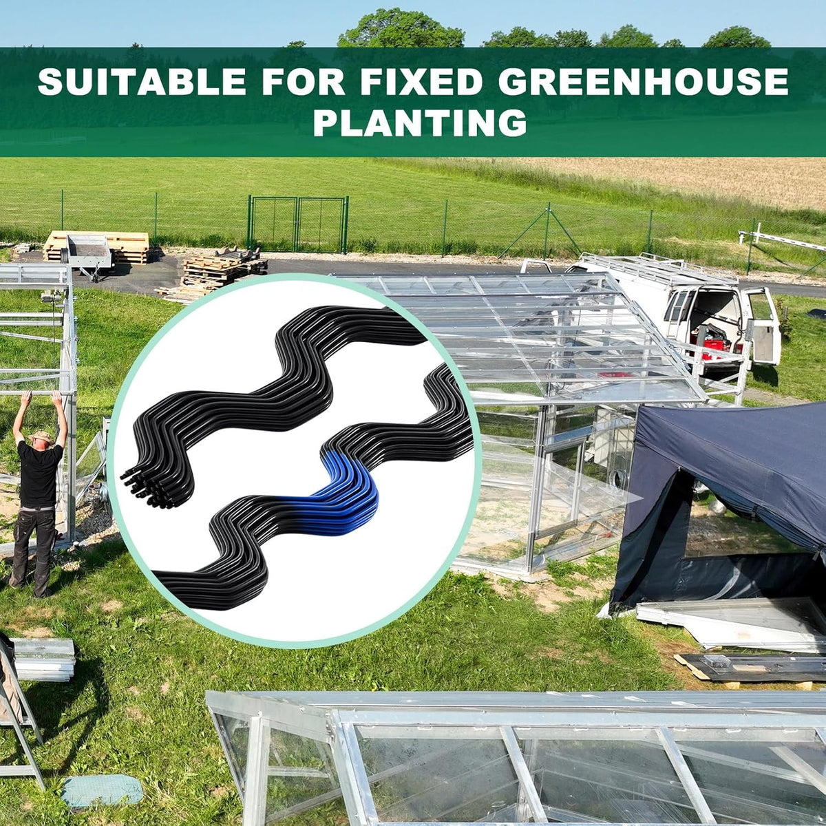 40 Pcs 6.6 ft PVC Coated Greenhouse Swing Spring Wire Greenhouse Spring Lock Wire for Fix Attachment Plastic Poly Film and Shade Cloth