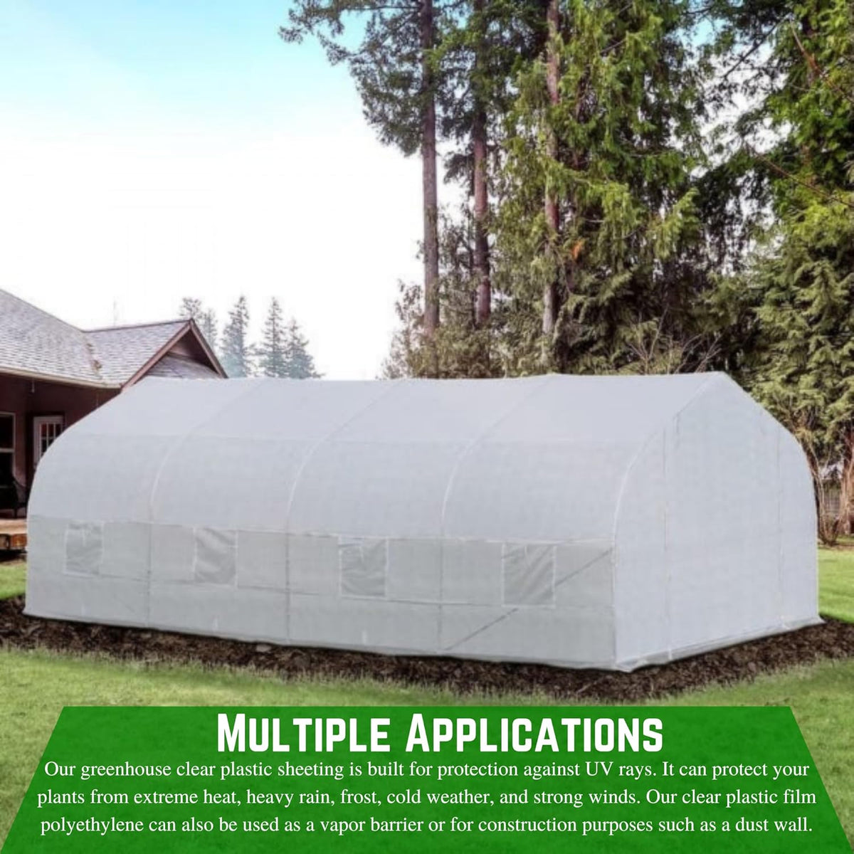 Farm Plastic Supply - String Reinforced 4 Year UV Resistant 10 mil White Greenhouse Plastic Sheeting - 4 Year UV Resistant Polyethylene Greenhouse Film, Hoop House Green House Cover (16' x 50')