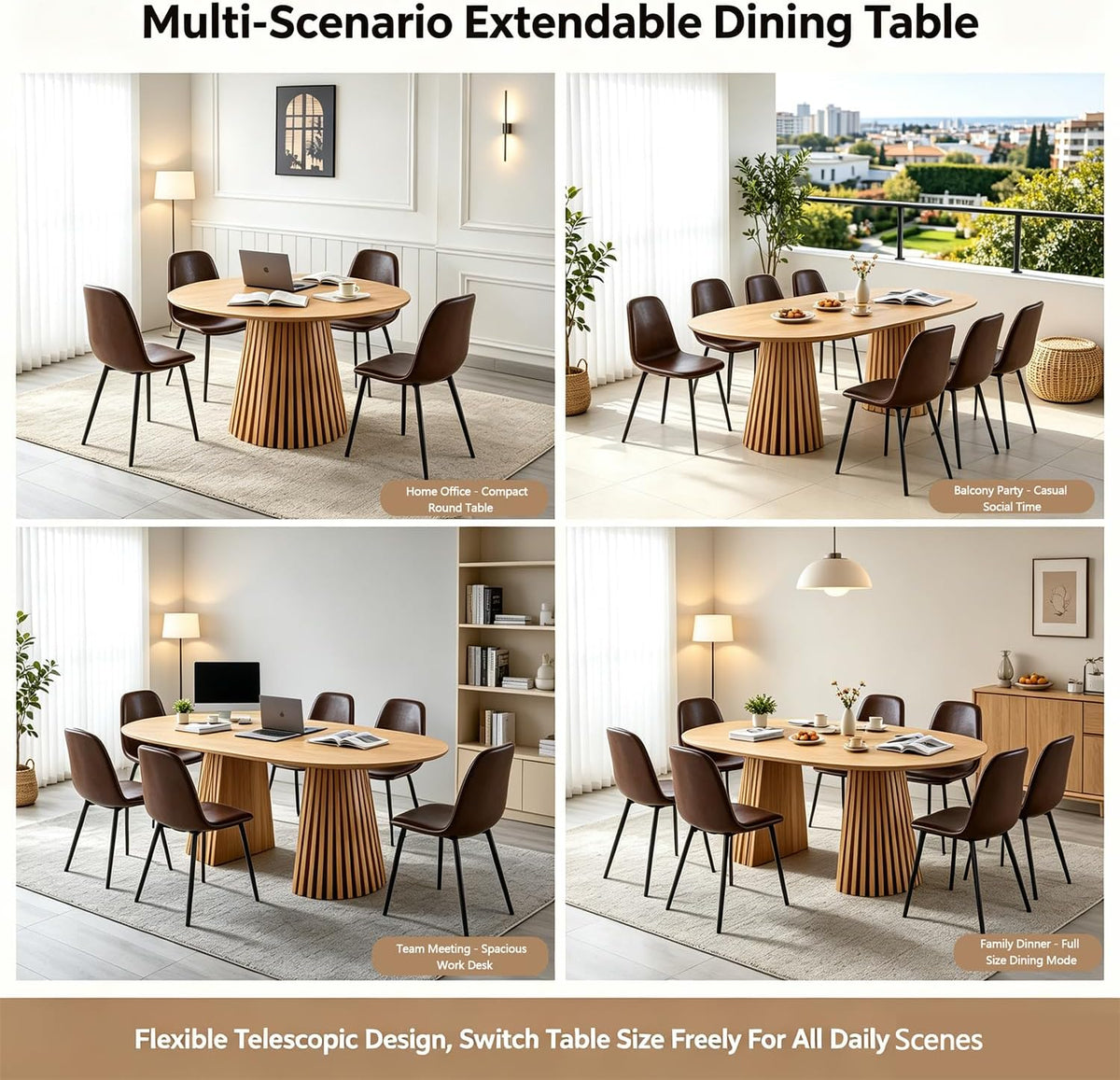 Extendable Wooden Dining Table with 4 Chairs for Small Space | extendable table,wooden dining table,dining table small space(black)