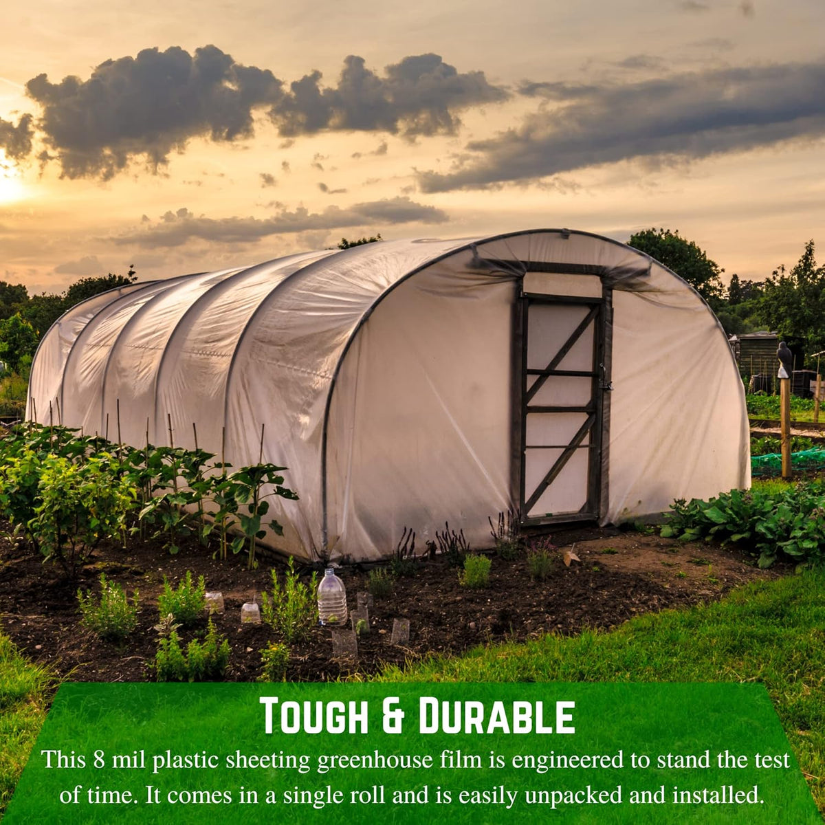 Farm Plastic Supply - Clear Greenhouse Plastic Sheeting - Ultra Durable - 8 mil - (40' x 90') - 4 Year UV Resistant Polyethylene Greenhouse Film for Gardening, Farming, Agriculture