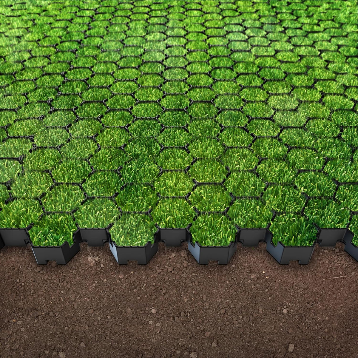 Standartpark Vodaland Permeable Pavers - HexPave Grass & Gravel Permeable Paver System - 100% Recycled PPE Plastic Pavers, Handles 27,000 lbs, 1" Depth, 1450 s.f / 488 Units