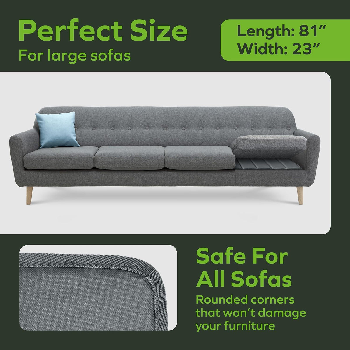 BEN'SHOME® Couch Cushion Support, Fix Sagging Long Sofas | 68-81" x 23" | Thick 0.5״ Solid Wood Boards Under Cushions with Anti-Slip Fabric to Repair Sagging Sofa Springs, Worn Couches Replacement