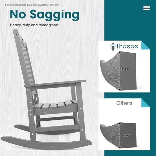 THOEOE Outdoor Rocking Chairs Set of 4, Oversized Patio Rocking Chair