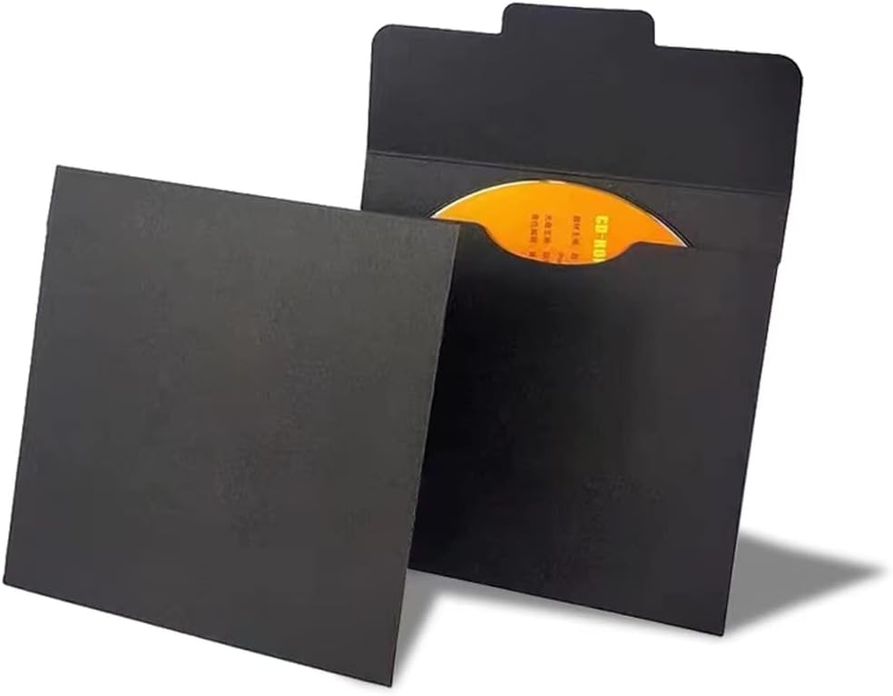 25pcs CD DVD Sleeves Black Kraft Paper DVD Envelopes,Cardboard Envelopes Storage Holder Covers for CD/DVD Packaging
