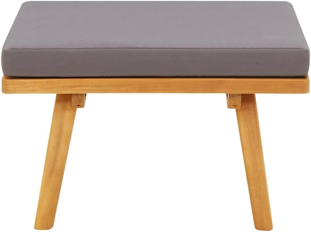 Solid Acacia Wood Footrest with Cushion 23.6x23.6x11.4 Inches, Garden Patio Ottoman for Outdoor Use, Easy Assembly