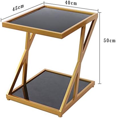 Telephone Table, Tempered Glass Side Table Nordic Modern Iron Art Sofa Table Coffee Table Bedside Table for Living Room Bedroom Balcony,17.7''x15.7''x19.6''(Color:Gold)