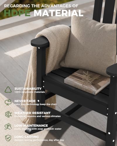 Outdoor Rocking Chair Set of 2,HDPE Patio Rocking Chair,All Weather | Relax in Gentle Rock, Create Comfort Everywhere, Share Relaxing Moment Together, Withstand Changing Seasons, Timeless Style