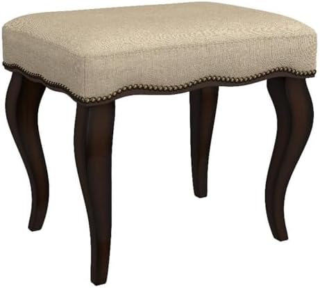 Hillsdale Hamilton Wood and Upholstered Backless Vanity Stool for Makeup Room and Bathroom, Burnished Oak