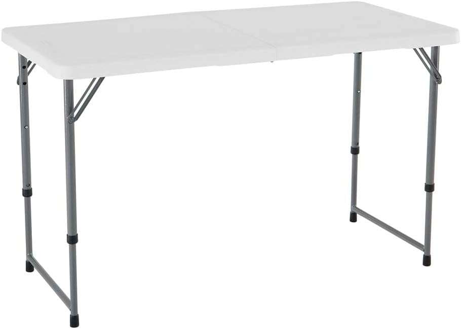 LIFETIME Fold-in-Half Adjustable Folding Table, 4 Foot