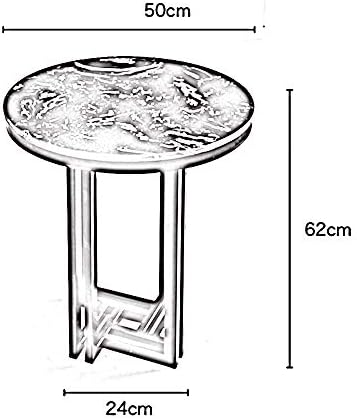 Telephone Table, Marble Sofa Side Table Nordic Luxury Round Coffee Table Telephone Table Bedroom Bedside Table Leisure Table 5062CM(Color:Silver)