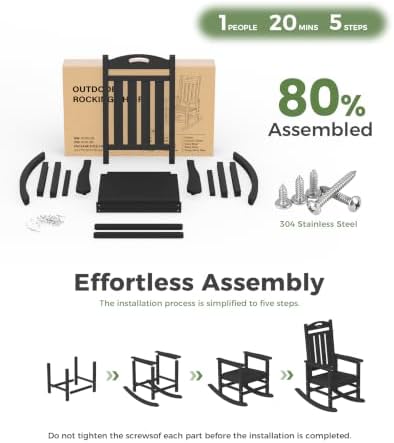 Outdoor Rocking Chair Set of 2,HDPE Patio Rocking Chair,All Weather | Relax in Gentle Rock, Create Comfort Everywhere, Share Relaxing Moment Together, Withstand Changing Seasons, Timeless Style