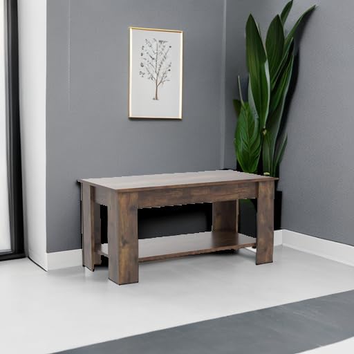 FDW Lift Top Coffee Table with Hidden Compartment and Storage Shelf Wooden Lift Tabletop for Home Living Room Reception Room Office,39.4",Brown
