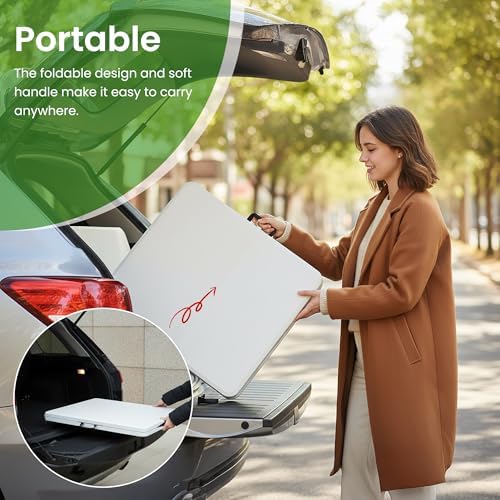 6FT White Plastic Folding Table Heavy Duty Tables Set of 5 | HDPE Tabletop Fold-in-Half Portable Utility Foldable Carrying Handle for Party Picnic Dining Office Event Indoor & Outdoor