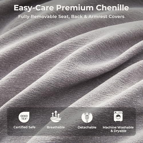 SITJOY Cloud Couch Sectional, 2 Seater Loveseat Chenille in Light Gray | Detachable and Washable Cover, Sectional Sofas for Living Room, Deep Seat Wide Couch