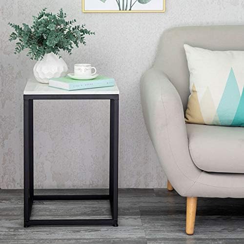 Telephone Table, Marble Side Table Nordic Living Room Square Sofa Corner Table Telephone Table Bedroom Bedside Table Balcony Coffee Table,Black