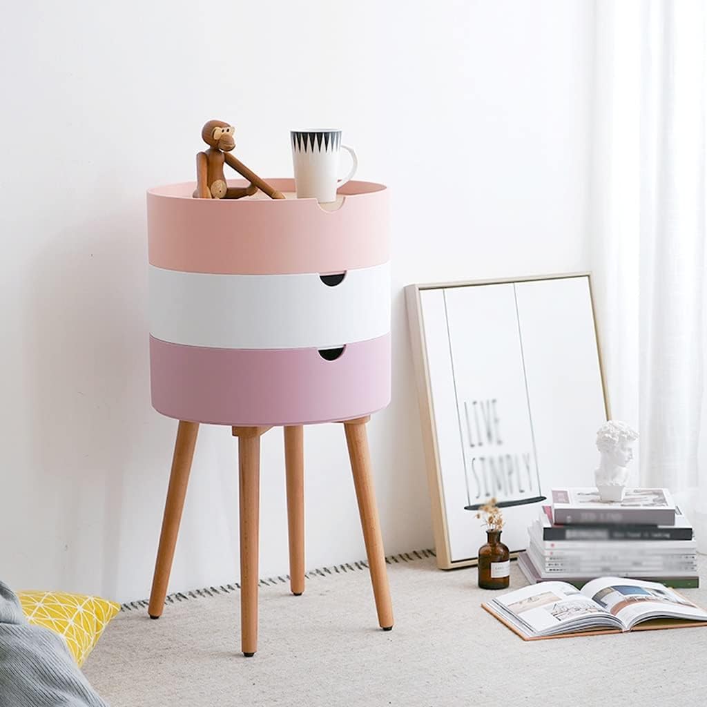 Telephone Table Bedroom Bedside Table Small Apartment Multi-Functional Living Room Rack Modern Minimalist Round Side Table Bedroom Storage Bedside Cabinet (Color (1)