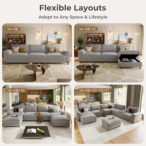 SITJOY Cloud Couch Sectional, 2 Seater Loveseat Chenille in Light Gray | Detachable and Washable Cover, Sectional Sofas for Living Room, Deep Seat Wide Couch