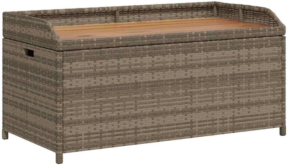 Poly Rattan Outdoor Storage Bench with Waterproof Bag, Gray Patio Seat Box for Cushions and Garden Supplies, 39.4"x19.7"x20.5"