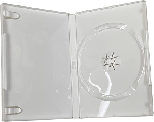 10 Pack Maxtek Standard 14mm White Single Disc CD & DVD Cases with Outer Clear Artwork Insert Sleeve. Compatible for Nintendo Wii Discs.