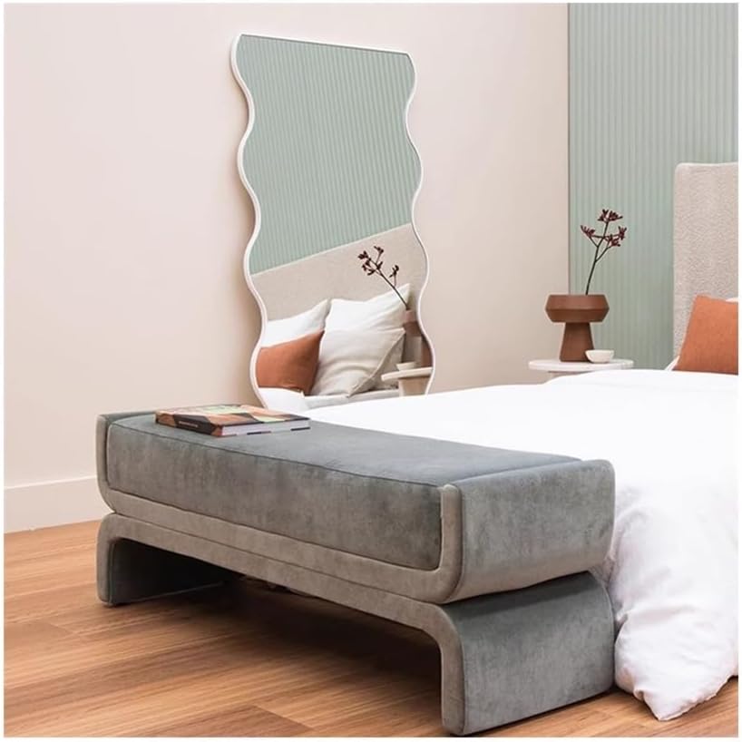 Modern Bedside Stool Bedroom Bench Simple Special-Shaped Living Room Long Home Shoe Changing Entryway(Gris,Large)