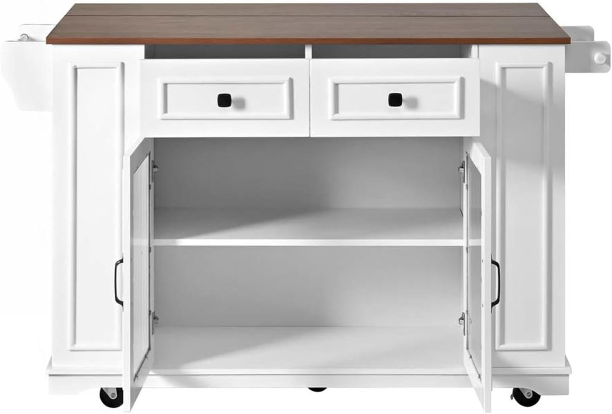 Kitchen Storage Islands and Carts with Internal Storage Rack, Power Outlet and Open Shelves, Rolling Island for Kitchen with Knife Holder, for Kitchen, Dining