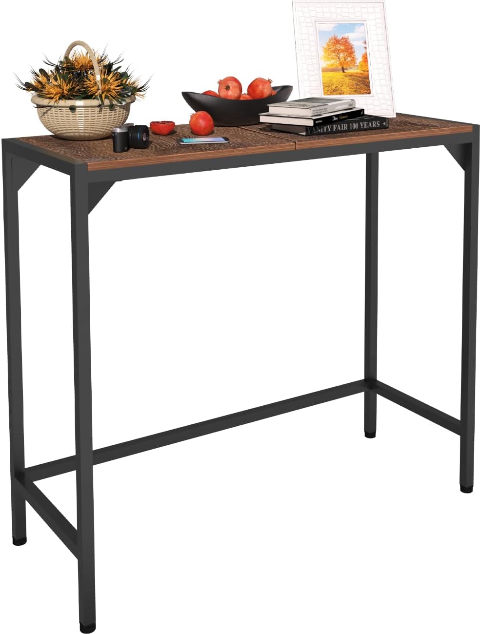 Industrial 33" Narrow Console Table, Sofa Table for Entryway, Couch Table, Entrance Side Table for Hallway, Living Room, Foyer, Corridor, Bedroom, Rustic Brown and Black