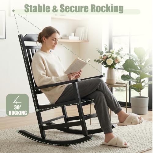 Outdoor Rocking Chairs Set of 2, Weather-Resistant Rocking Chair Ergonomic | Sturdy & Low-Maintenance Oversized Patio Chairs, Outdoor Furniture for Garden, Patio, Deck, Indoor