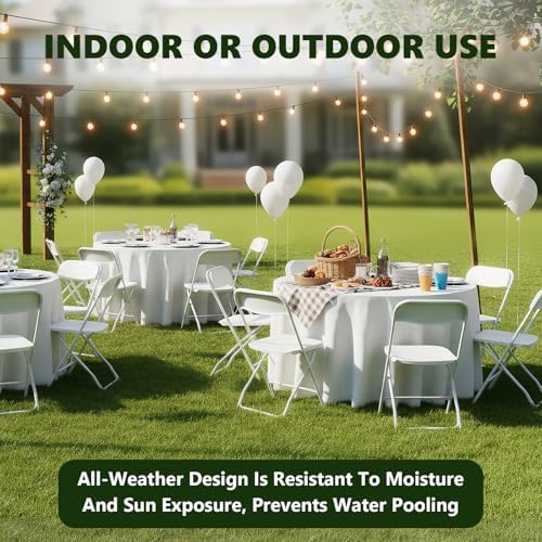 White Folding Chairs 2 Pack, Plastic Folding Chairs for Outside, Heavy Duty Foldable Chairs, Sturdy Metal Folding Chairs, 350 lbs Capacity, for Patio, Garden, Party