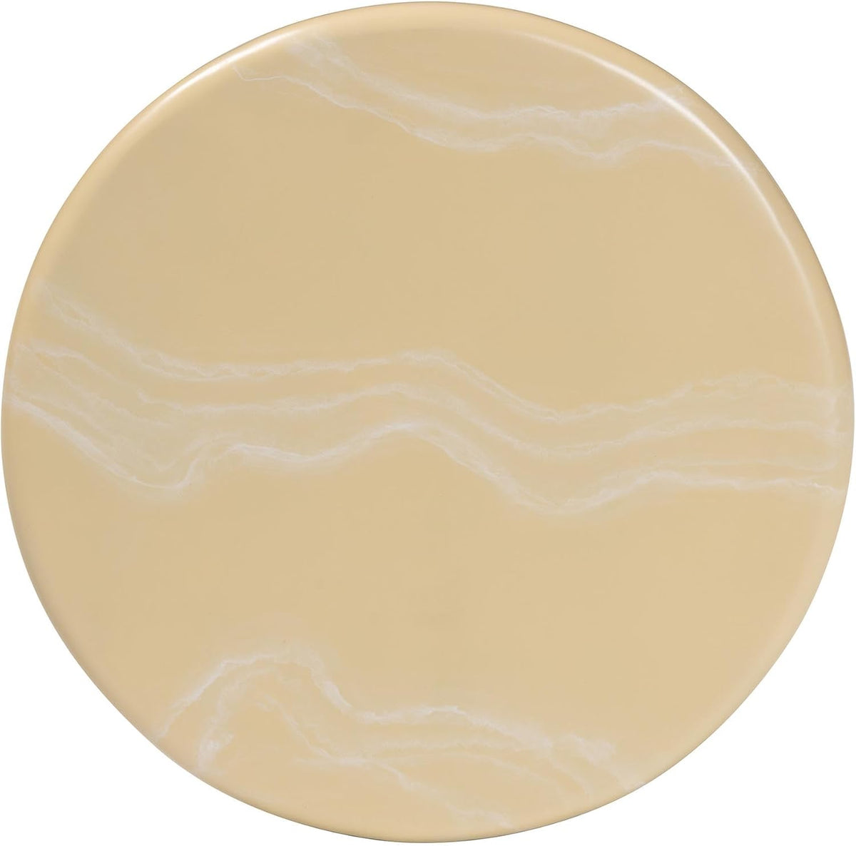 Bali & pari Aponi Marbled Resin End Table - Sculptural Side Table with Round Top and Pedestal Base, Modern Contemporary Statement Furniture, Cream