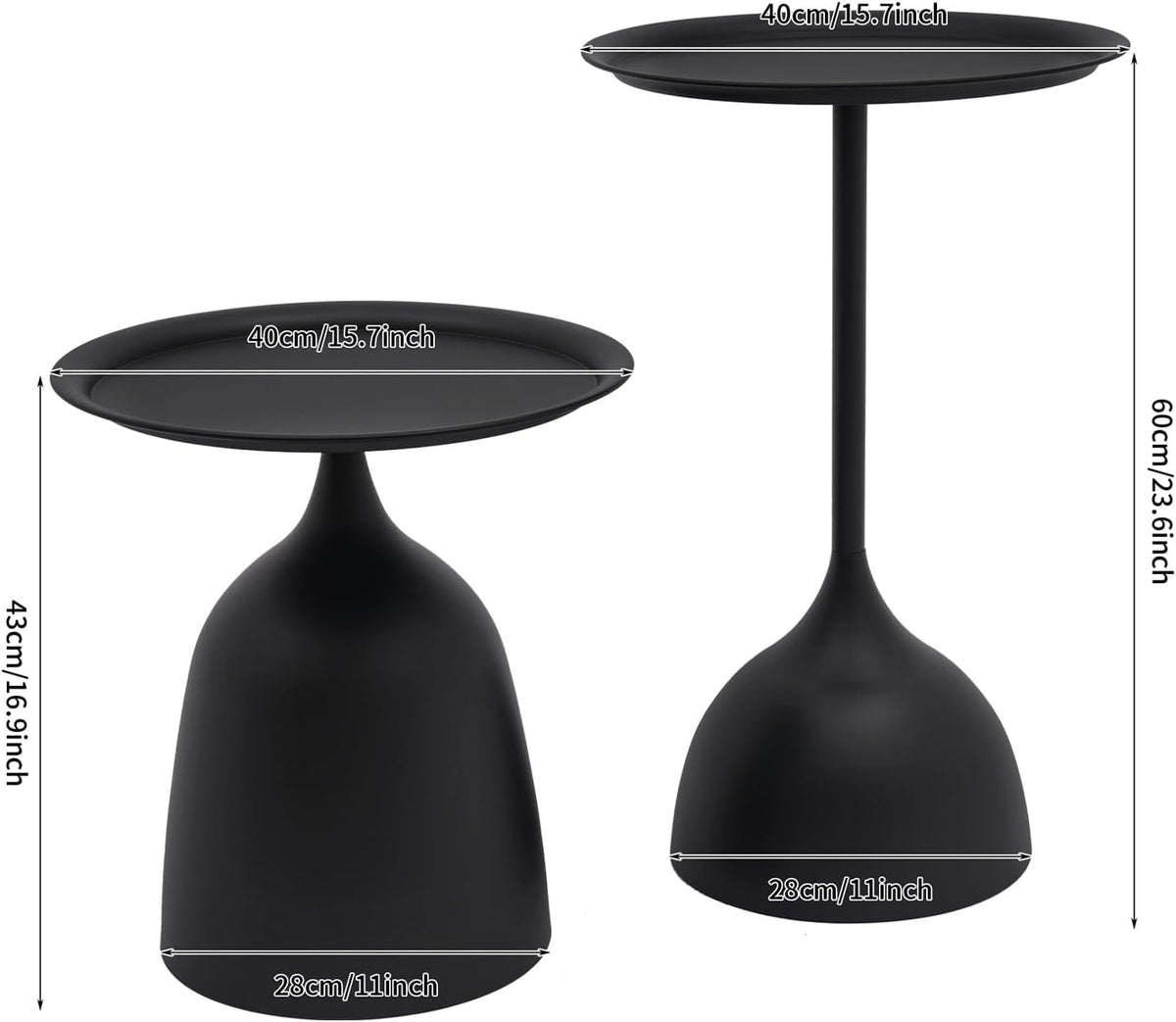 Round Coffee Table and End Table Sets for Living Room, Black Modern Side Table, Modern Table Bedside Set, Livingroom Table Sofa Metal Table End Tables