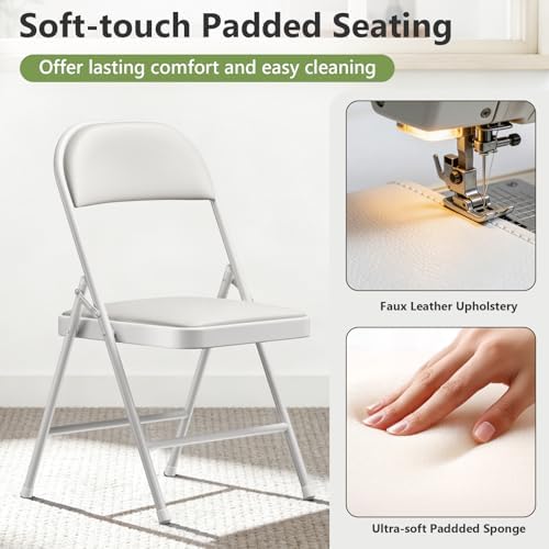 Folding Table and Chairs Set for 4, 36 Inch Foldable Card Table with Carrying Handle & 4 PU Leather Padded Folding Chairs, Portable Indoor Outdoor Dining Table Set for Picnic, Camping, RV, Game Night