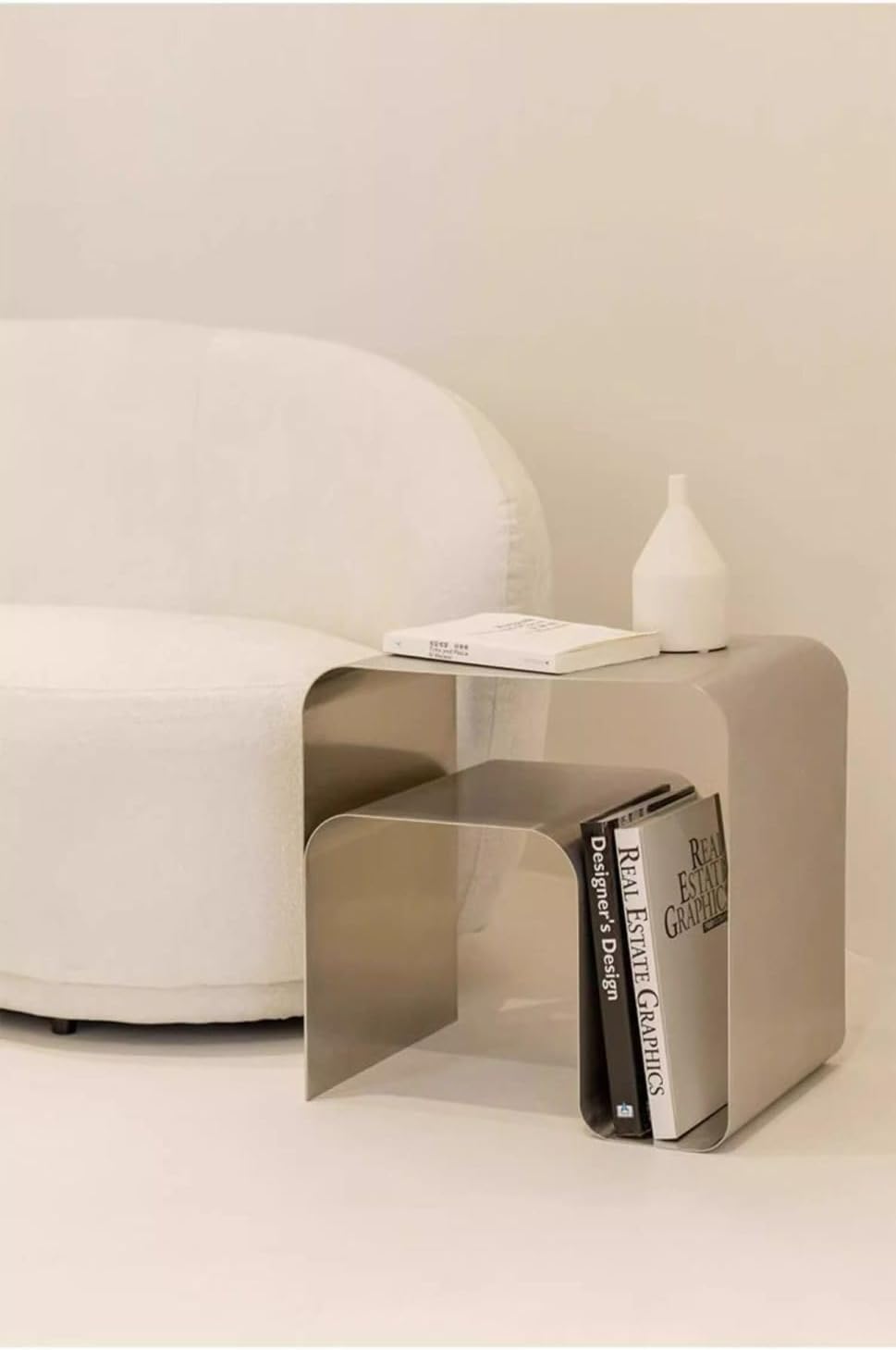 Modern Stainless Steel Side Table – Seamless Integrated Design, Sturdy and Stylish, Perfect for Living Room, Sofa Side, Coffee Table Use.