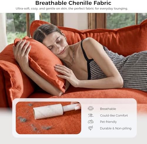 ELUCHANG 114" Oversized Modular Sectional Sofa, Comfy Chenille Cloud Couch, 6-Seater V Shaped Modern Deep Seat Sofa w/Removable Covers for Living Room, Bedroom, DIY Combination - Terracotta