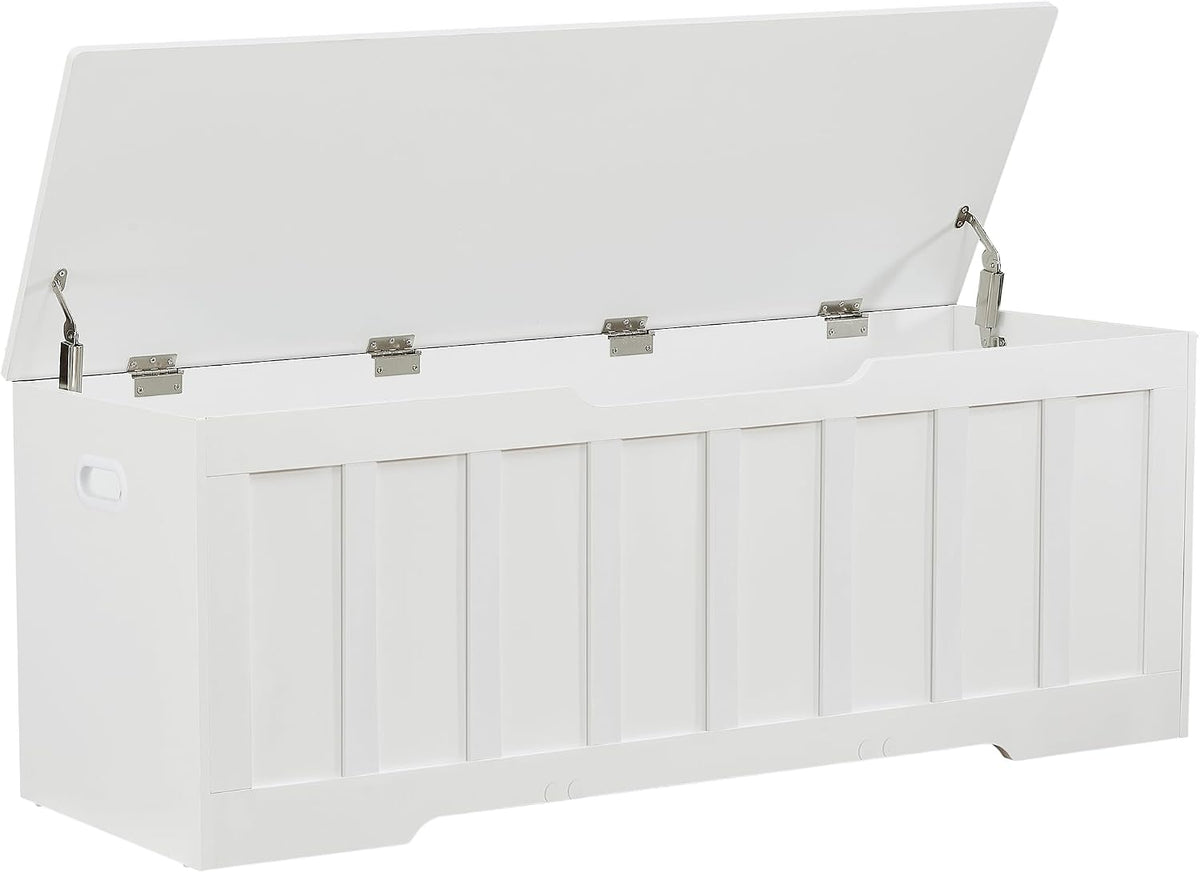 VANKILEY 51.2" Storage Chest Extra Large,Wooden Storage Bench,White | Chest with 2 Safety Hinges, 51.2*15.7*19.1inches, Wooden Trunk for Bedroom, Livingroom,Entryway,Easy Assembly.