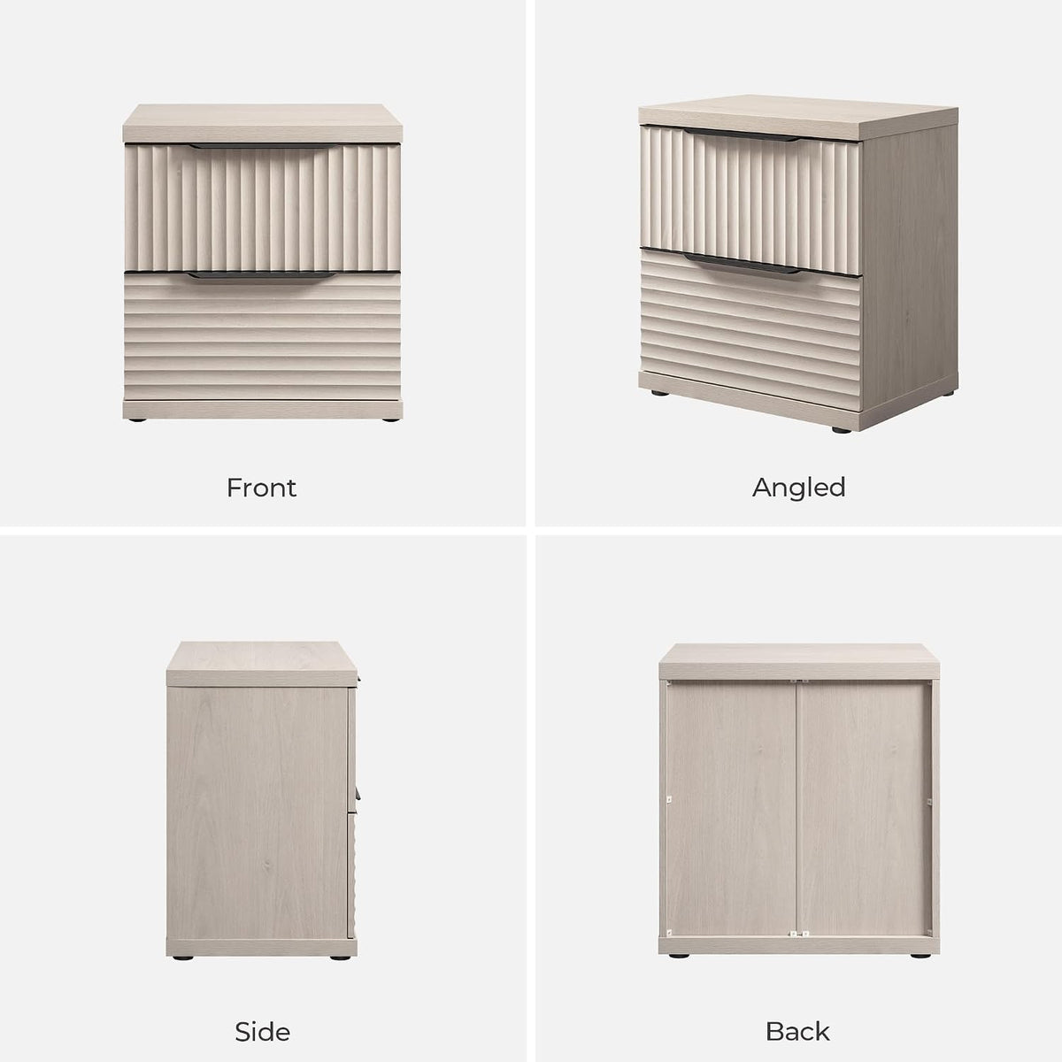 SICOTAS 22" Nightstands Set of 2 Fluted Night Stand with 2 Drawers | Modern Wide Bedside Table for Bedroom, Mid Century Bed Side Tables Bedroom, White Alder